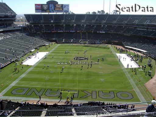 Seat view from section 328 at Oakland Coliseum, home of the Oakland Raiders