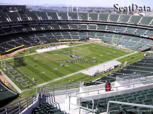 Seat view from section 355 at Oakland Coliseum, home of the Oakland Raiders.