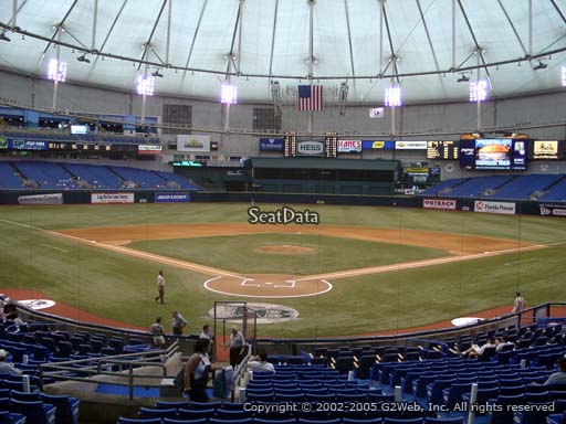 Seat view from section 102 at Tropicana Field, home of the Tampa Bay Rays