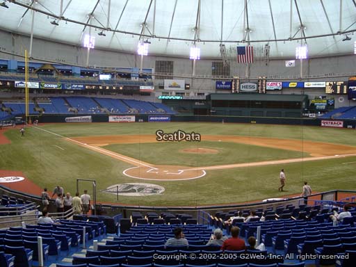Seat view from section 104 at Tropicana Field, home of the Tampa Bay Rays