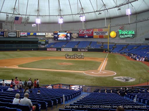Seat view from section 107 at Tropicana Field, home of the Tampa Bay Rays