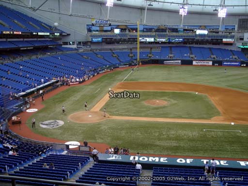 Seat view from section 210 at Tropicana Field, home of the Tampa Bay Rays