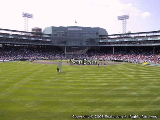Seat view from bleacher section BL 34 at Fenway Park, home of the Boston Red Sox