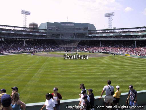 Seat view from bleacher section BL 35 at Fenway Park, home of the Boston Red Sox