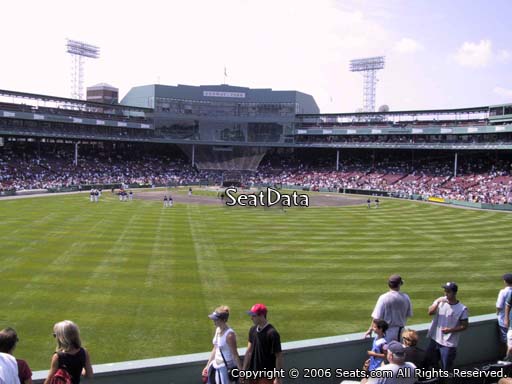 Seat view from bleacher section BL 36 at Fenway Park, home of the Boston Red Sox