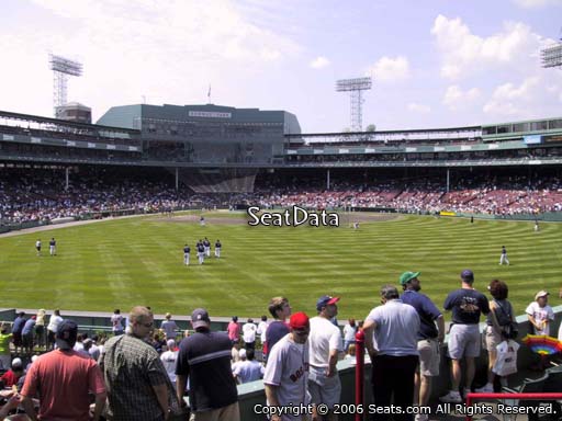 Seat view from bleacher section BL 38 at Fenway Park, home of the Boston Red Sox