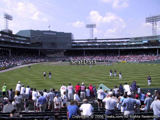 Seat view from bleacher section BL 42 at Fenway Park, home of the Boston Red Sox