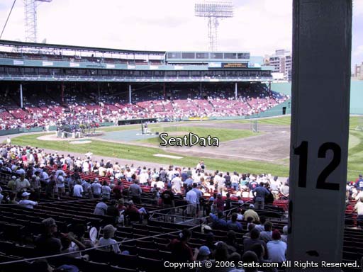 Seat view from Grandstand section 12 at Fenway Park, home of the Boston Red Sox