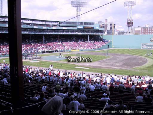 Seat view from Grandstand section 13 at Fenway Park, home of the Boston Red Sox