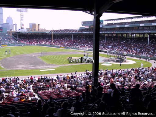 Seat view from Grandstand section 27 at Fenway Park, home of the Boston Red Sox