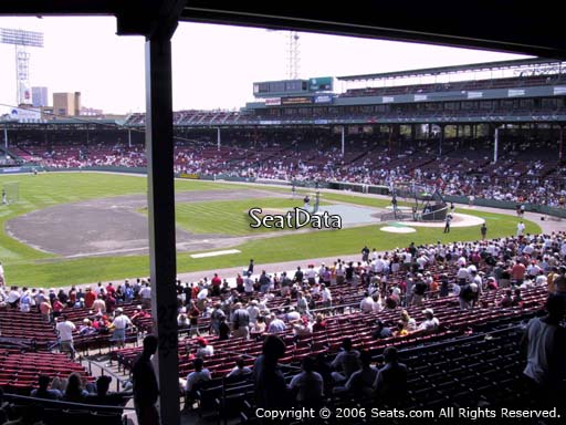 Seat view from Grandstand section 28 at Fenway Park, home of the Boston Red Sox