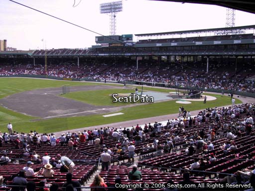Seat view from Grandstand section 29 at Fenway Park, home of the Boston Red Sox