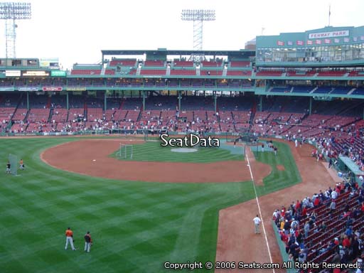 Seat view from Green Monster section M1 at Fenway Park, home of the Boston Red Sox