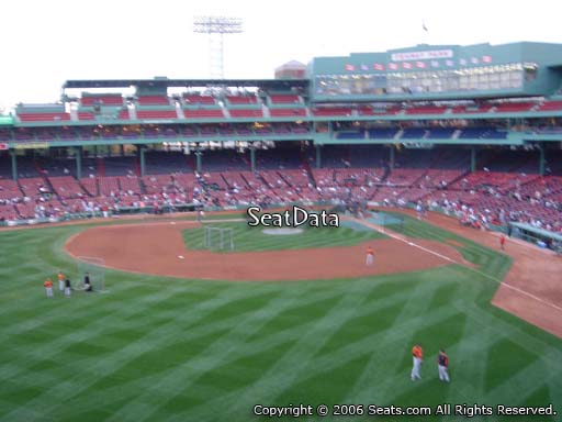 Seat view from Green Monster section M5 at Fenway Park, home of the Boston Red Sox