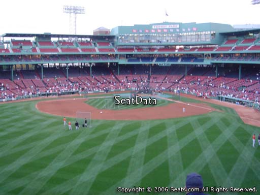 Seat view from Green Monster section M8 at Fenway Park, home of the Boston Red Sox