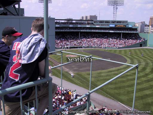 Seat view from Roof Box 23 at Fenway Park, home of the Boston Red Sox