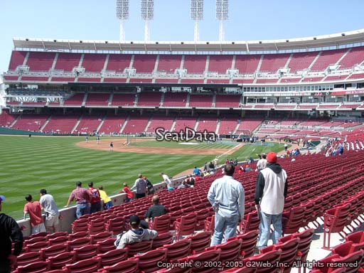 Seat view from section 108 at Great American Ball Park, home of the Cincinnati Reds