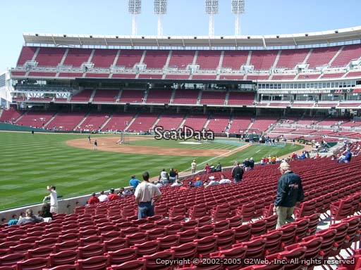 Seat view from section 109 at Great American Ball Park, home of the Cincinnati Reds
