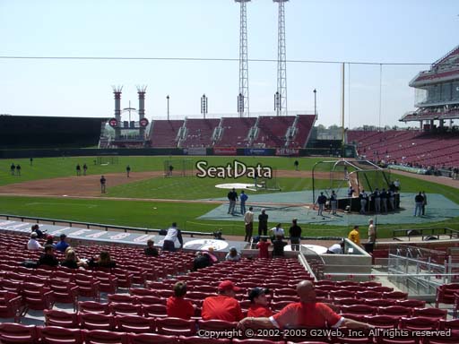 Seat view from section 119 at Great American Ball Park, home of the Cincinnati Reds