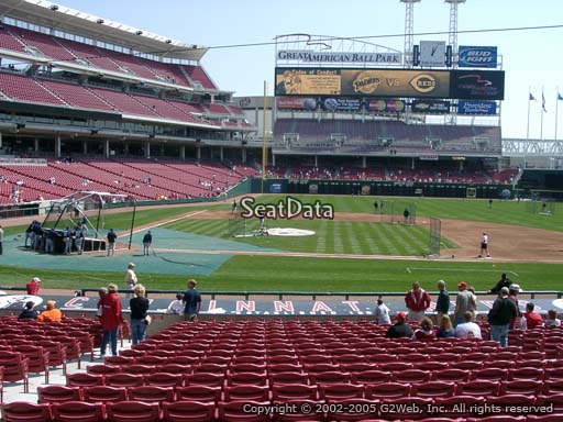 Seat view from section 129 at Great American Ball Park, home of the Cincinnati Reds