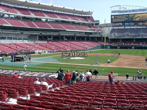 Seat view from section 131 at Great American Ball Park, home of the Cincinnati Reds