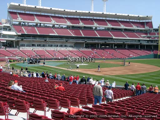 Seat view from section 134 at Great American Ball Park, home of the Cincinnati Reds