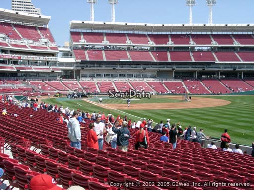 Seat view from section 136 at Great American Ball Park, home of the Cincinnati Reds