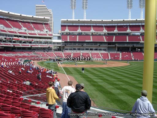 Seat view from section 139 at Great American Ball Park, home of the Cincinnati Reds