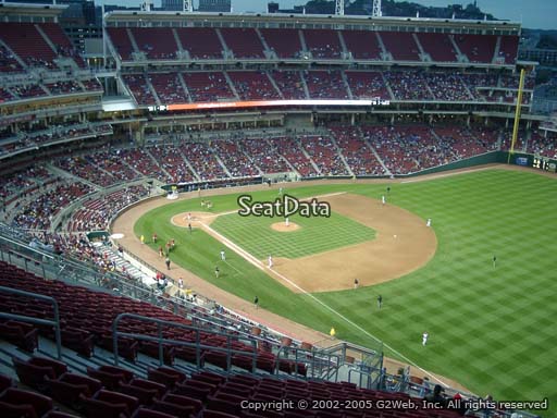Seat view from section 536 at Great American Ball Park, home of the Cincinnati Reds