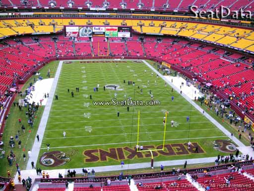 Seat view from section 312 at Fedex Field, home of the Washington Redskins
