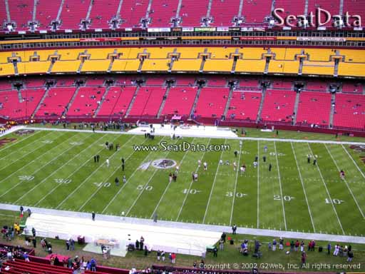 Seat view from section 341 at Fedex Field, home of the Washington Redskins