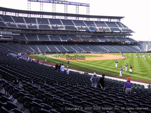 Seat view from section 114 at Coors Field, home of the Colorado Rockies
