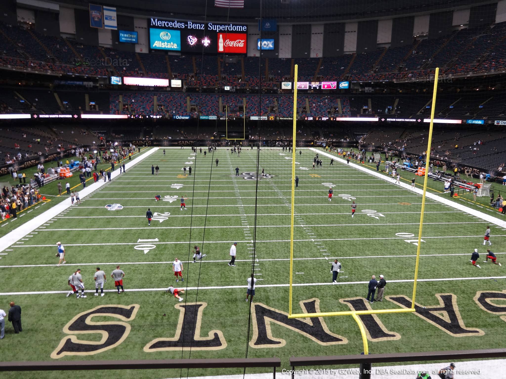 Seat view from section 201 at the Mercedes-Benz Superdome, home of the New Orleans Saints