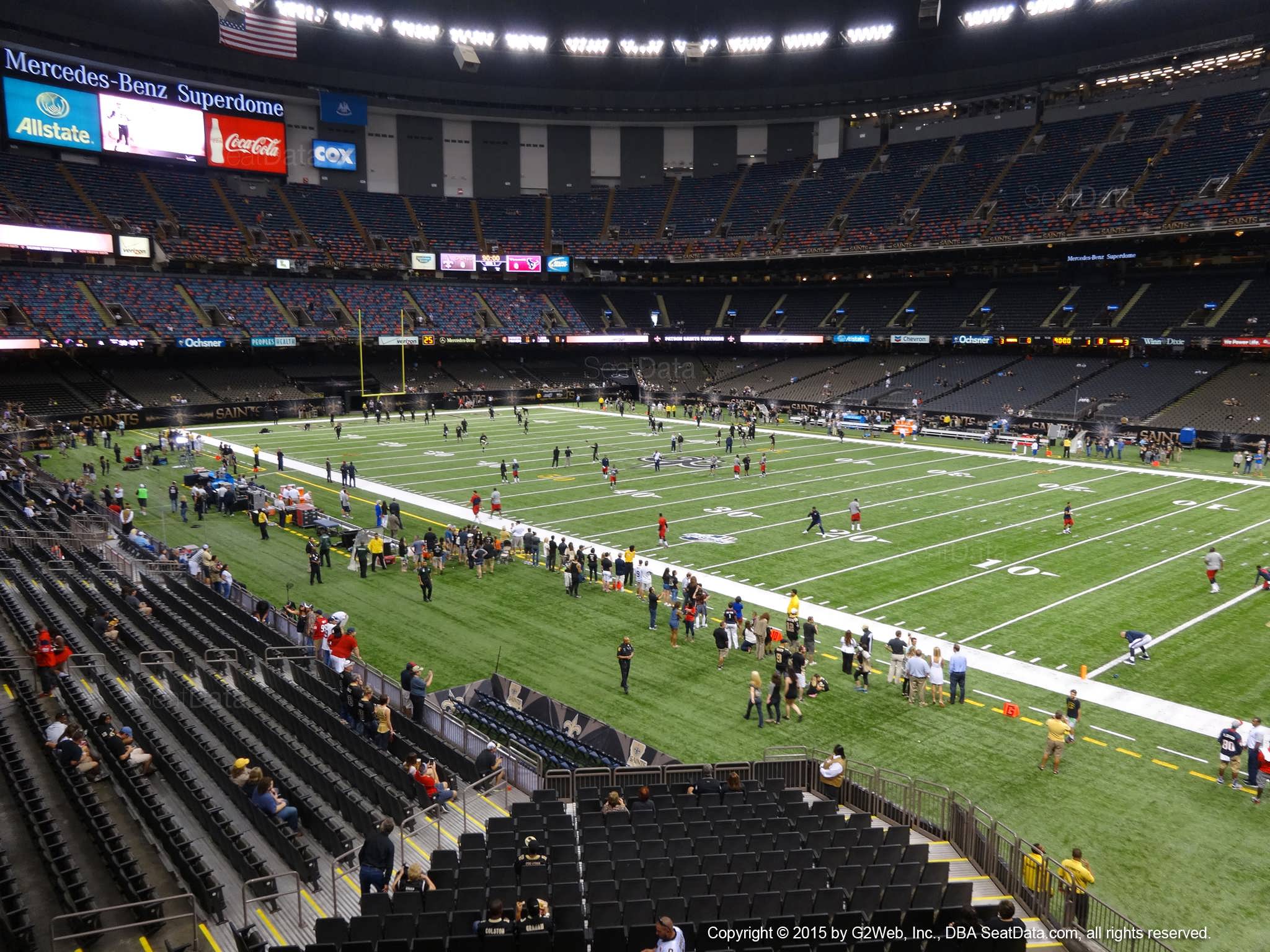 Seat view from section 211 at the Mercedes-Benz Superdome, home of the New Orleans Saints