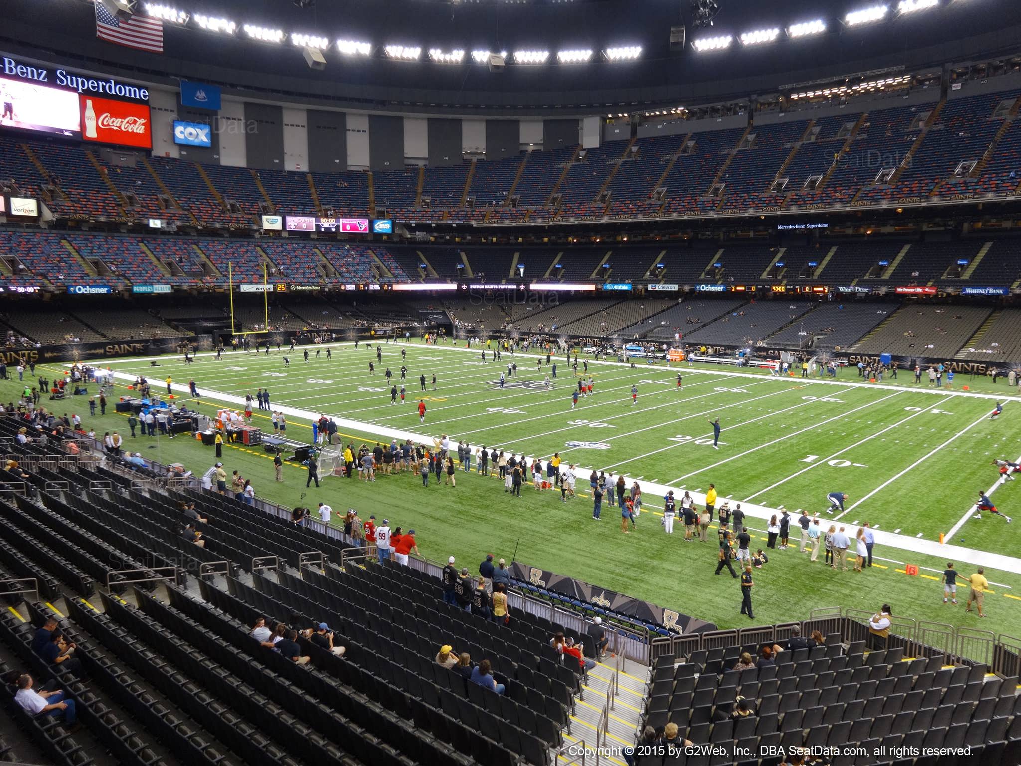 Seat view from section 212 at the Mercedes-Benz Superdome, home of the New Orleans Saints