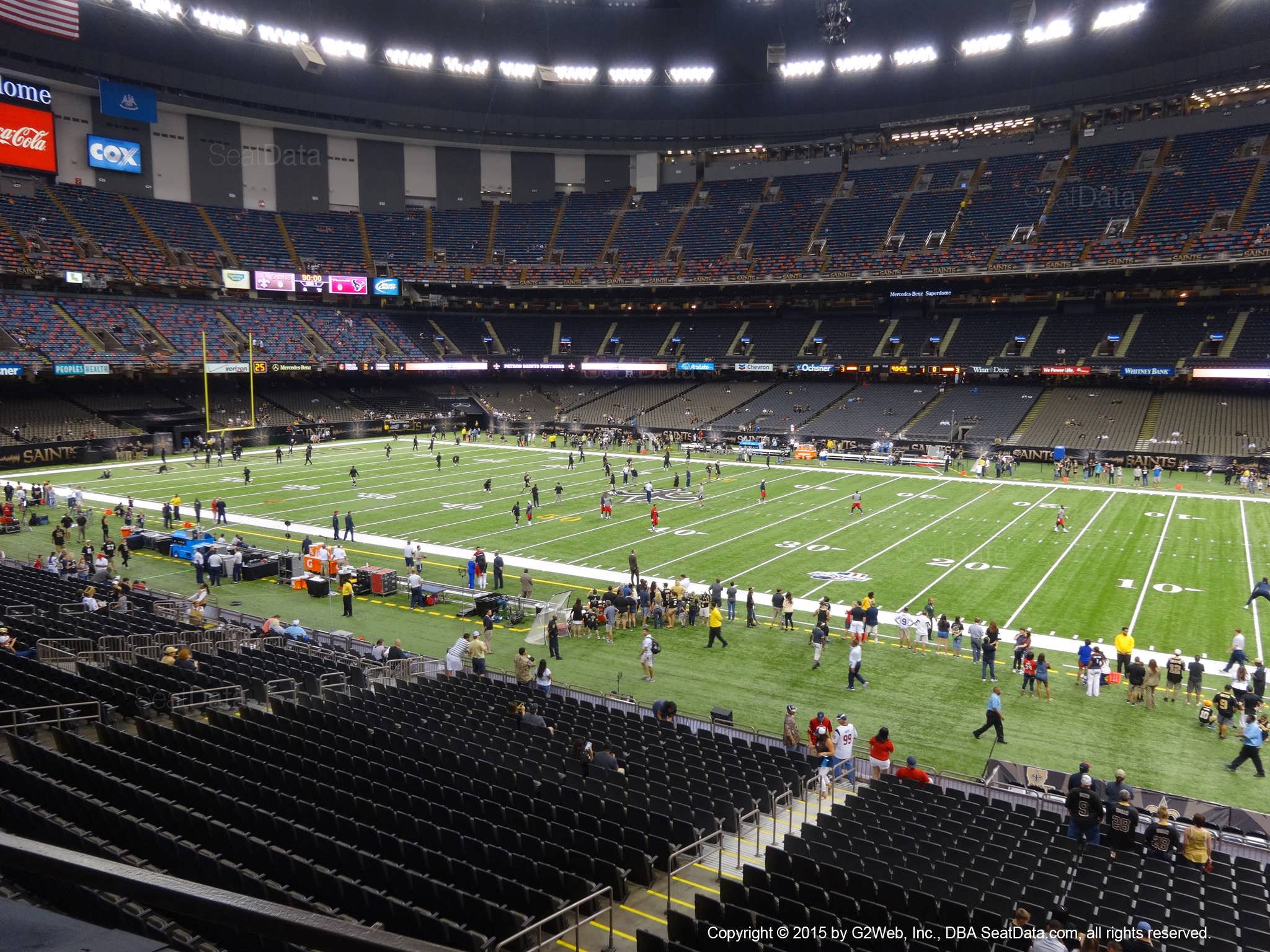 Seat view from section 215 at the Mercedes-Benz Superdome, home of the New Orleans Saints