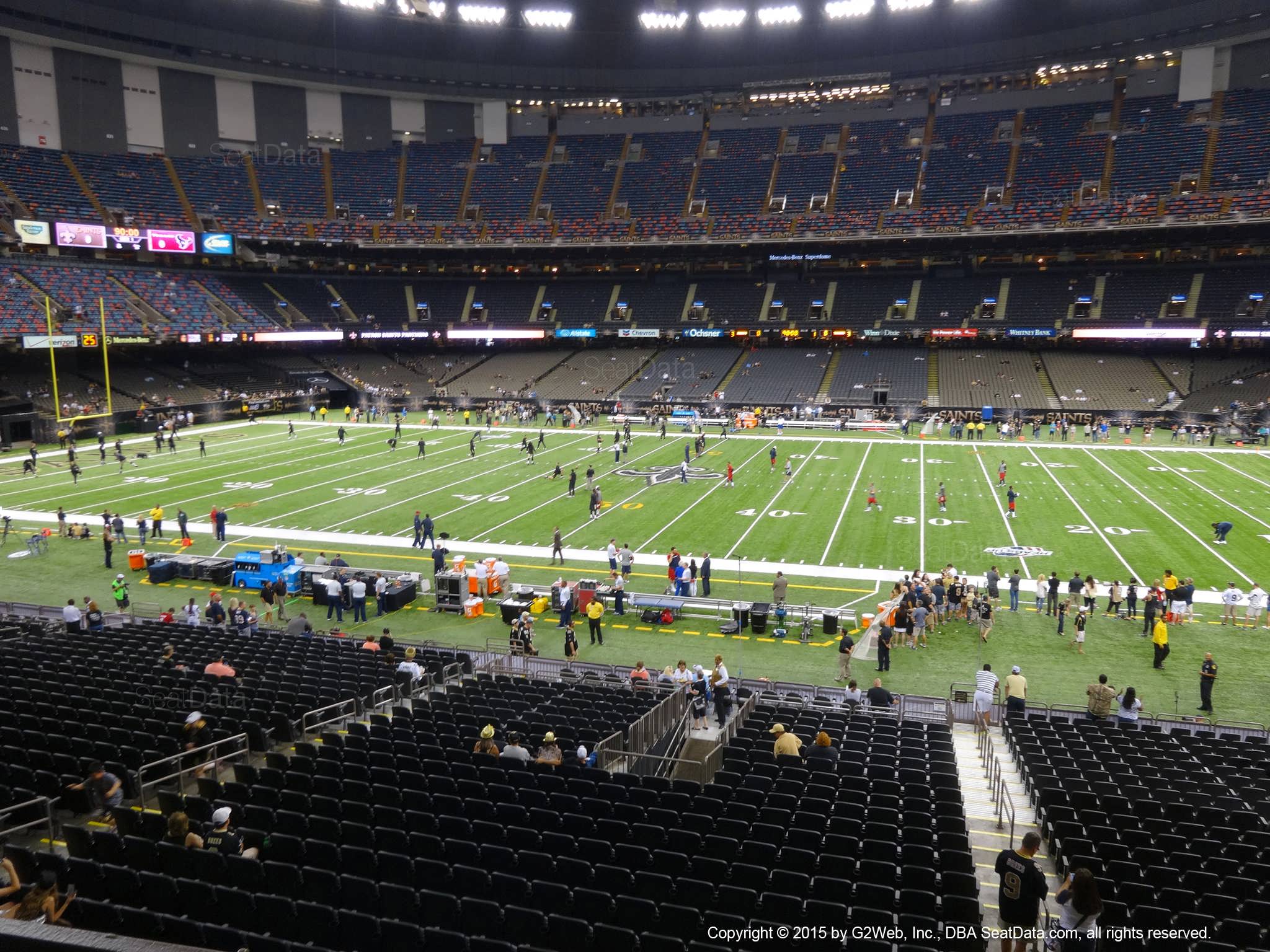 Seat view from section 219 at the Mercedes-Benz Superdome, home of the New Orleans Saints