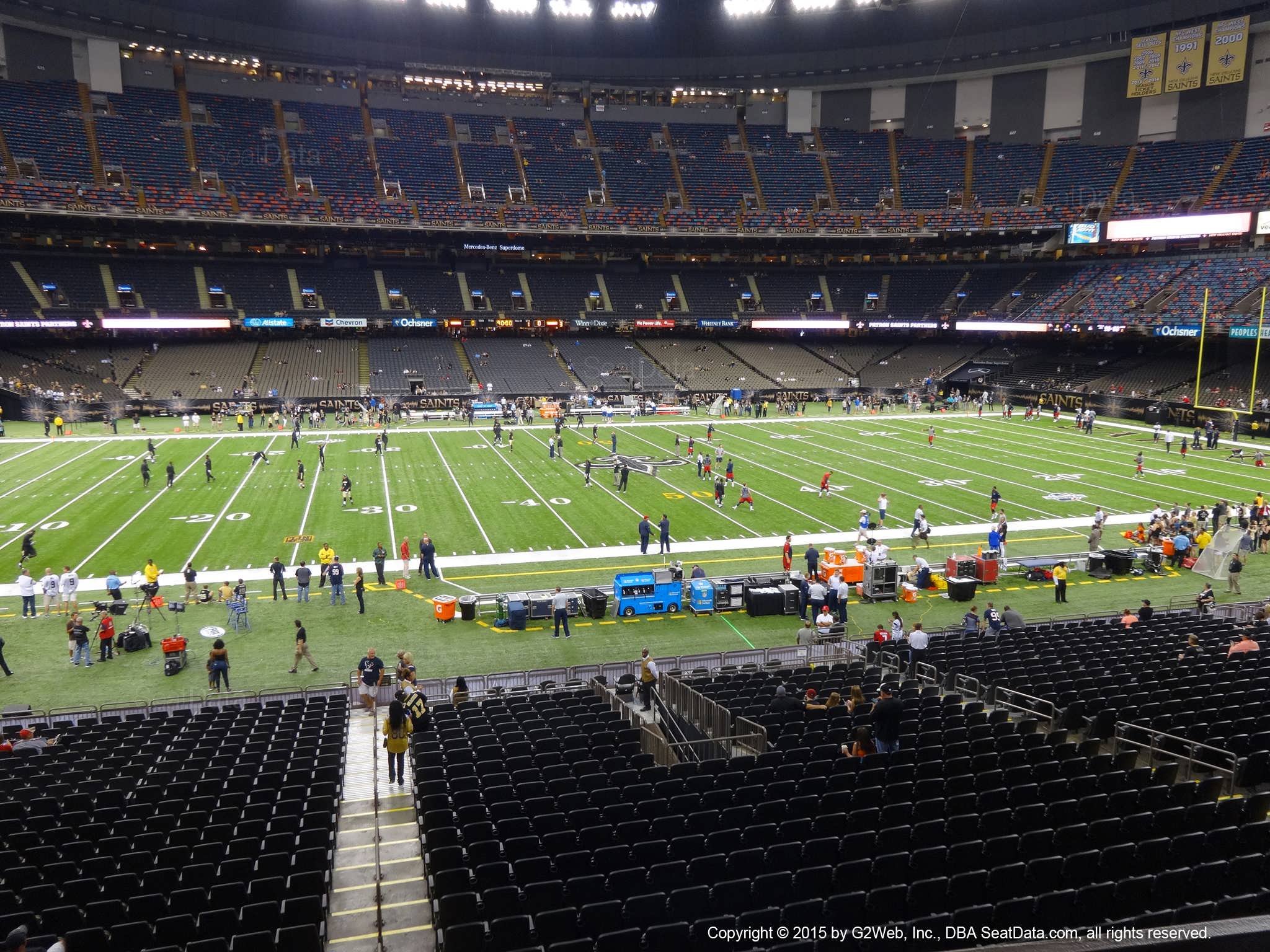 Seat view from section 225 at the Mercedes-Benz Superdome, home of the New Orleans Saints