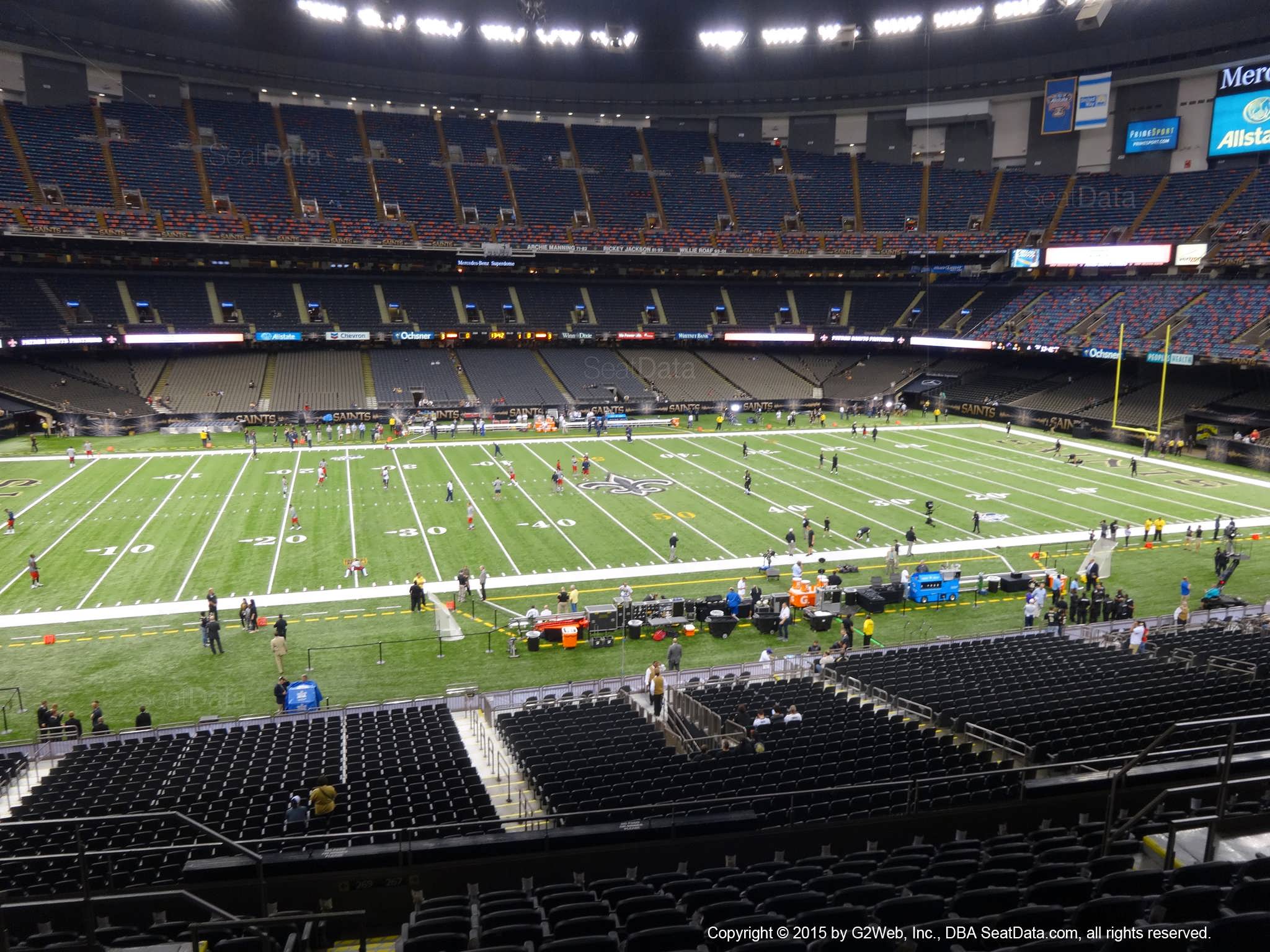 Seat view from section 338 at the Mercedes-Benz Superdome, home of the New Orleans Saints