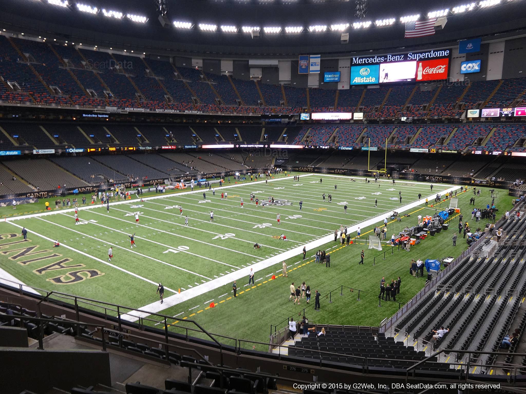 Seat view from section 343 at the Mercedes-Benz Superdome, home of the New Orleans Saints