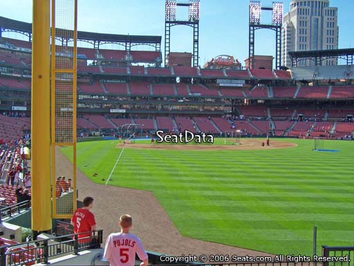 Seat view from section 129 at Busch Stadium, home of the St. Louis Cardinals