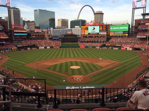 Panoramic view of Busch Stadium, home of the St. Louis Cardinals.