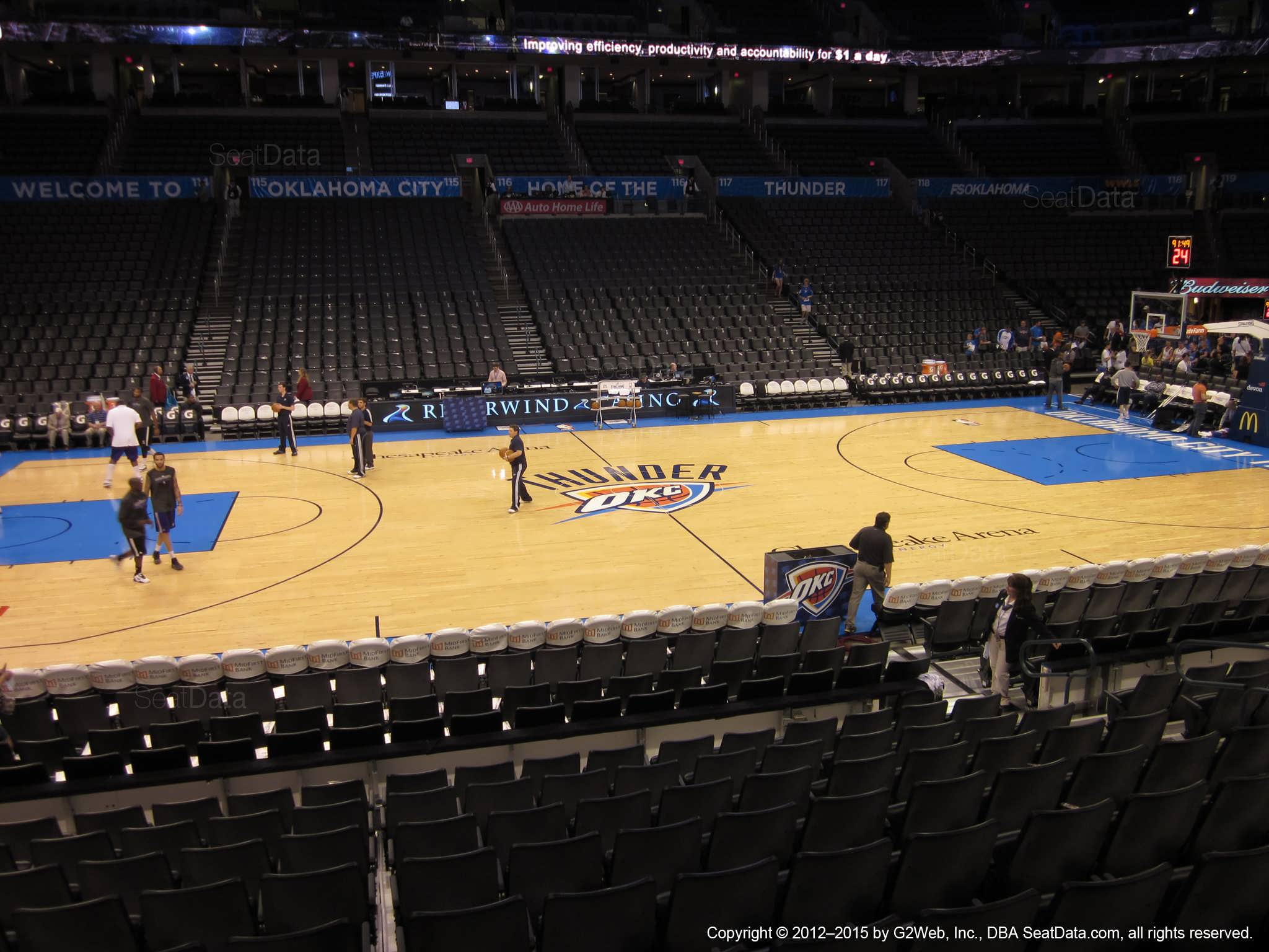 Seat view from section 106 at Chesapeake Energy Arena, home of the Oklahoma City Thunder