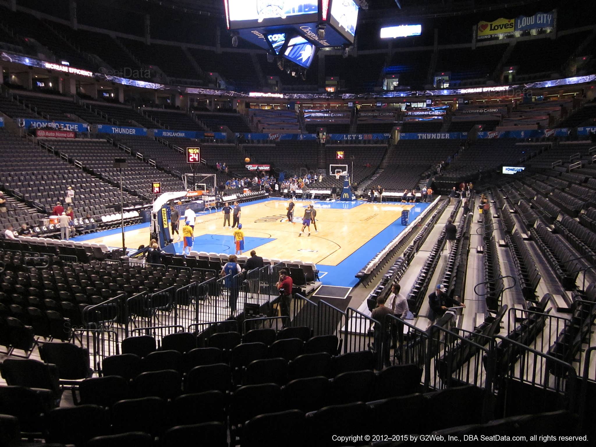 Seat view from section 109 at Chesapeake Energy Arena, home of the Oklahoma City Thunder