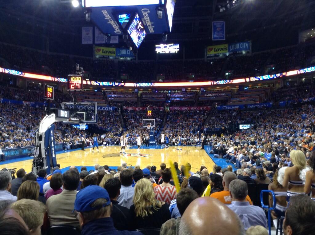 Seat view from section 110 at Chesapeake Energy Arena, home of the Oklahoma City Thunder