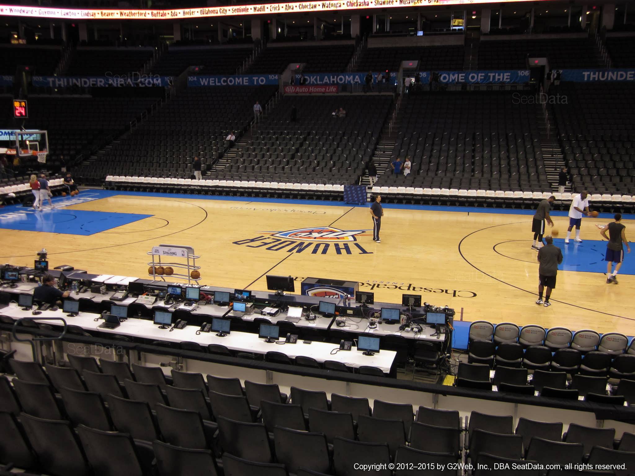 Seat view from section 115 at Chesapeake Energy Arena, home of the Oklahoma City Thunder