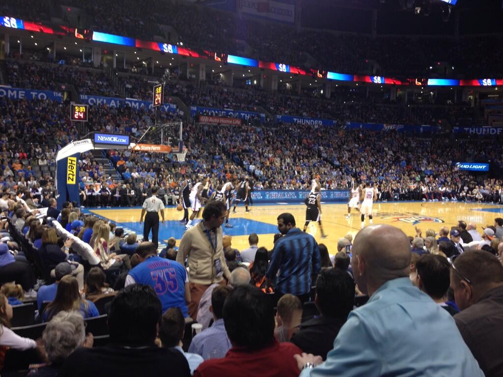 Seat view from section 108 at Chesapeake Energy Arena, home of the Oklahoma City Thunder