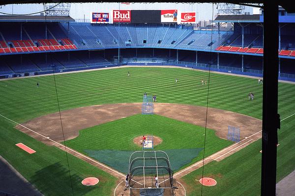 Photo of the field at Tiger Stadium in Detroit, Michigan.