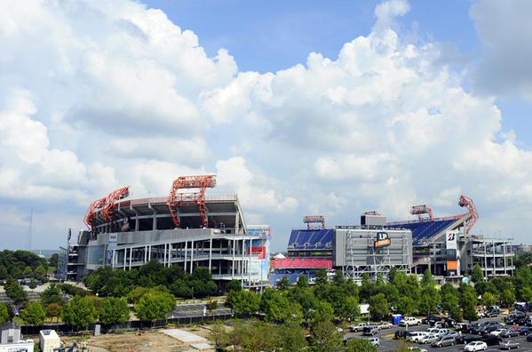 Photo of Nissan Stadium from the Cumberland River