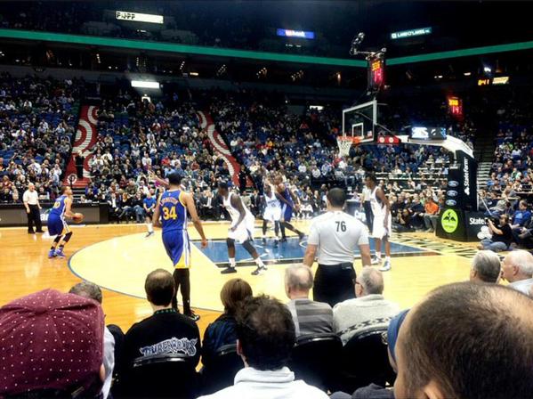 Seat view from section 100-3 at the Target Center, home of the Minnesota Timberwolves.
